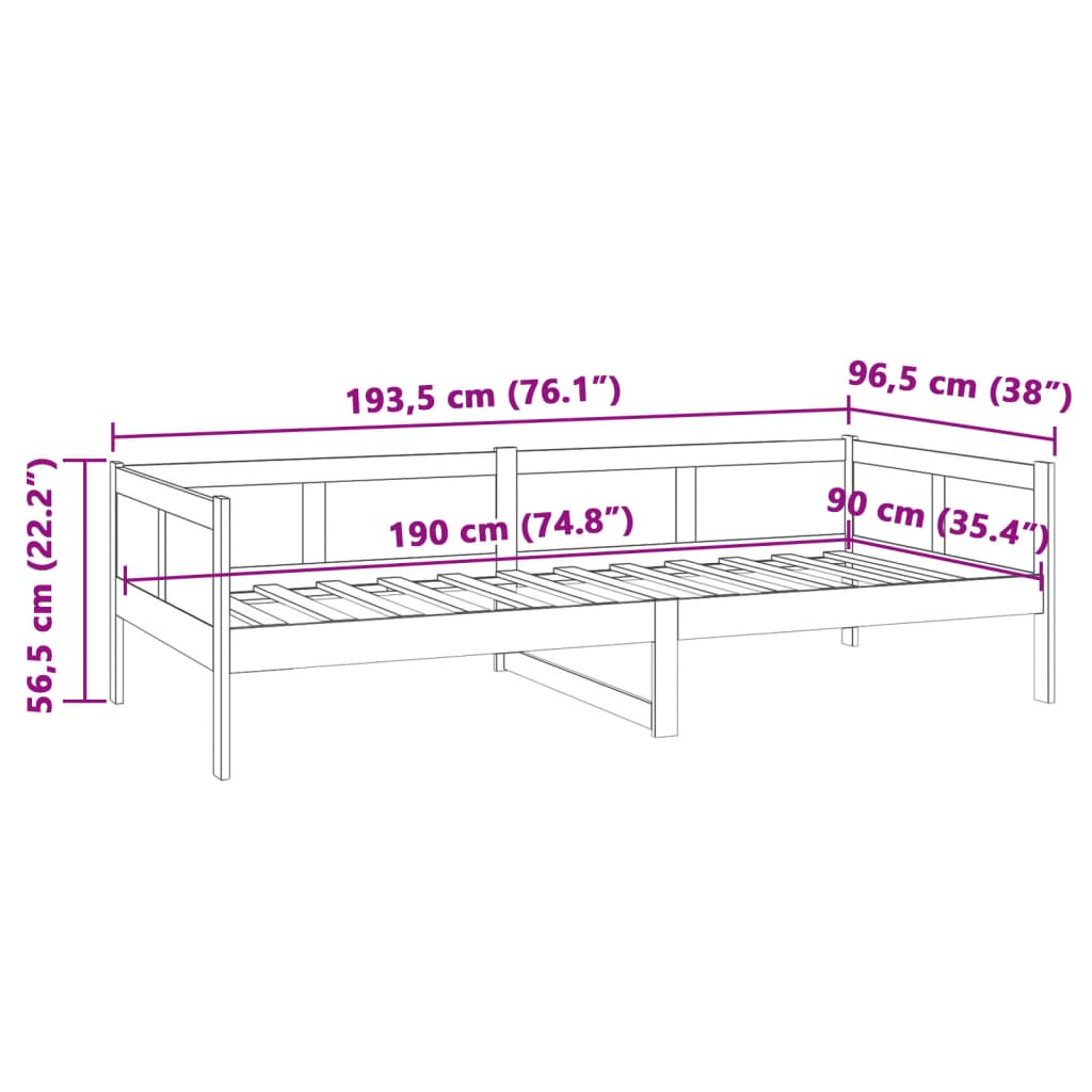 Tagesbett Massivholz Kiefer 90x190 cm