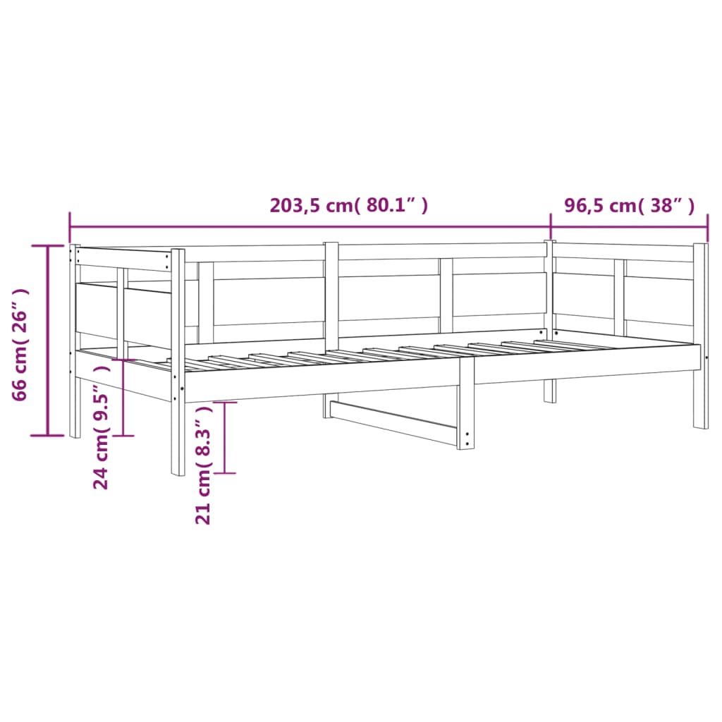 Tagesbett Massivholz Kiefer 90x200 cm