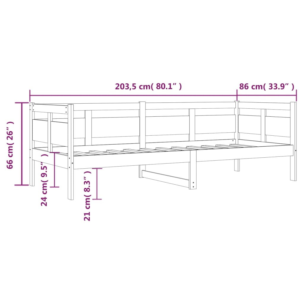 Tagesbett Massivholz Kiefer 80x200 cm