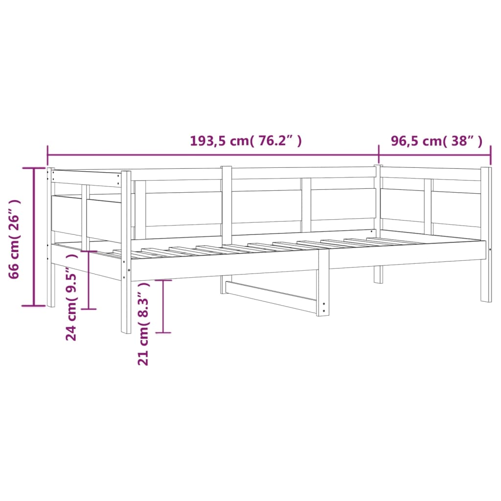 Tagesbett Massivholz Kiefer 90x190 cm