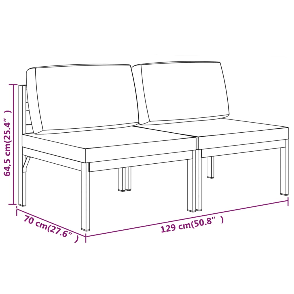 Gartensofa 2-Sitzer mit Kissen Aluminium Anthrazit