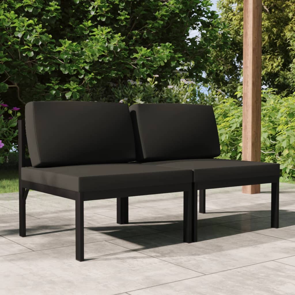 Gartensofa 2-Sitzer mit Kissen Aluminium Anthrazit