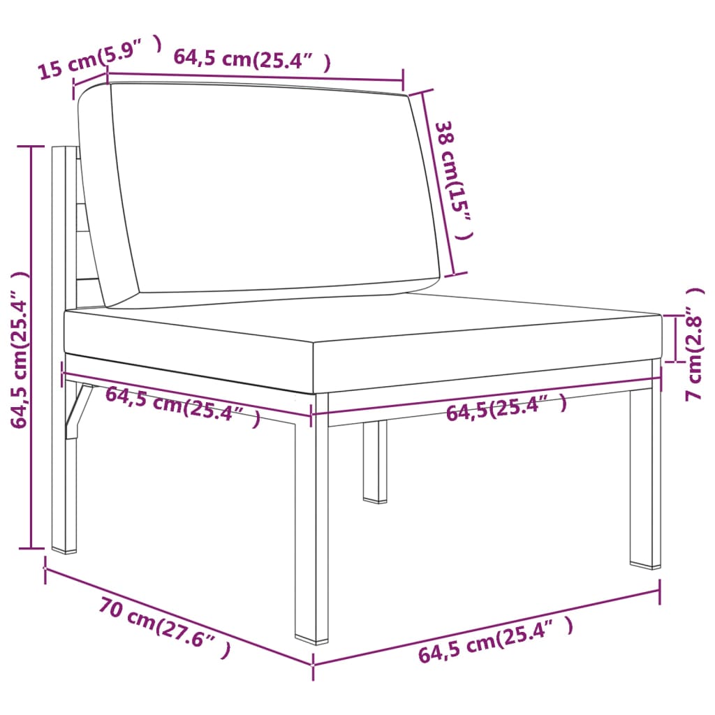 Gartensofa 4-Sitzer mit Kissen Aluminium Anthrazit