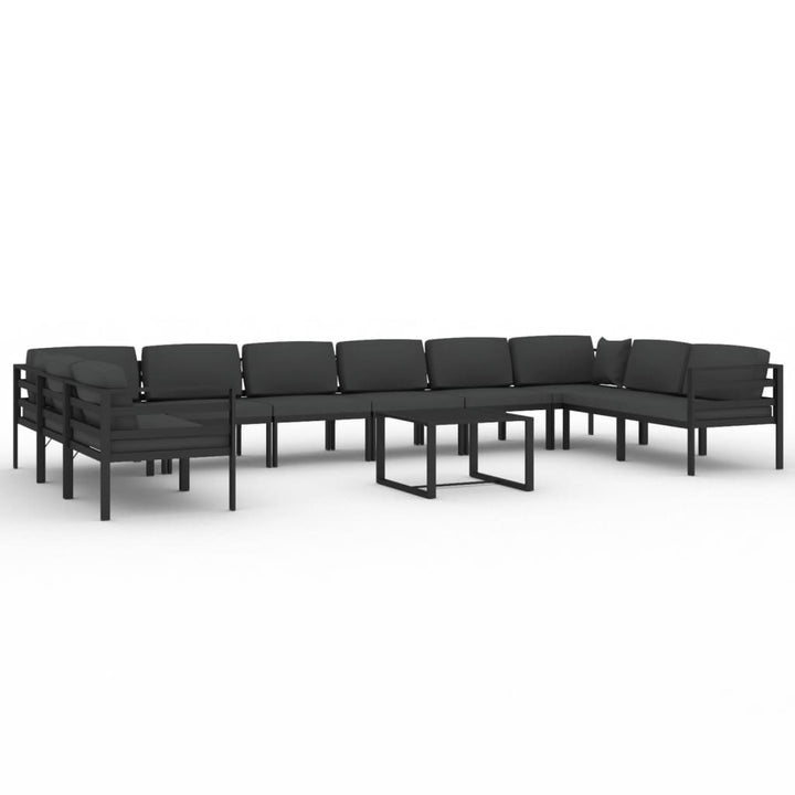 11-tlg. Garten-Lounge-Set mit Kissen Aluminium Anthrazit