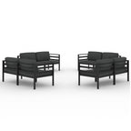 8-tlg. Garten-Lounge-Set mit Kissen Aluminium Anthrazit