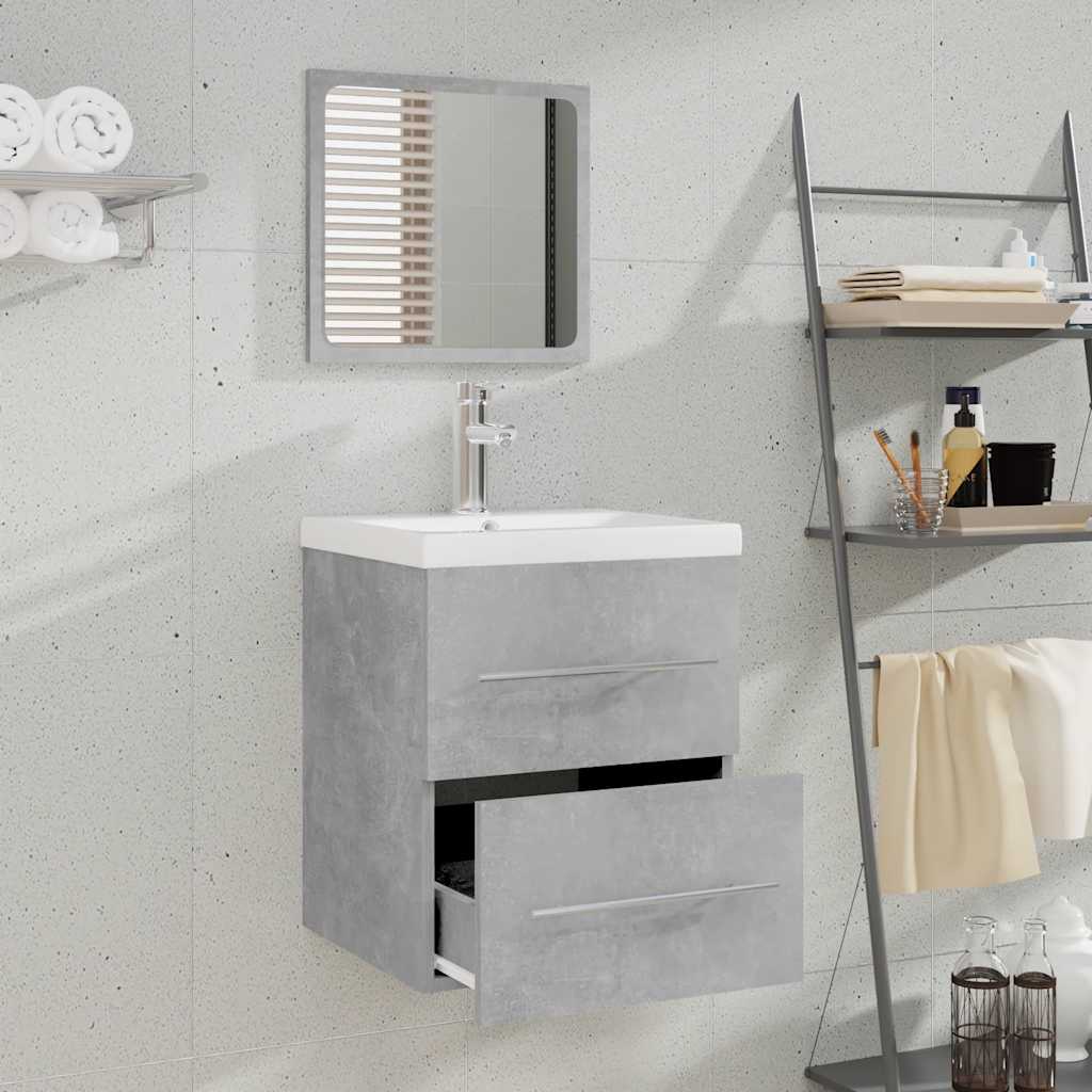 Badschrank mit Spiegel Betongrau 41x38,5x48 cm
