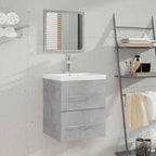 Badschrank mit Spiegel Betongrau 41x38,5x48 cm