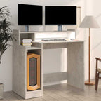 Schreibtisch mit LEDs Betongrau 97x45x90 cm Holzwerkstoff