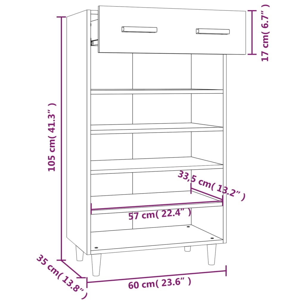 Schuhschrank Weiß 60x35x105 cm Holzwerkstoff