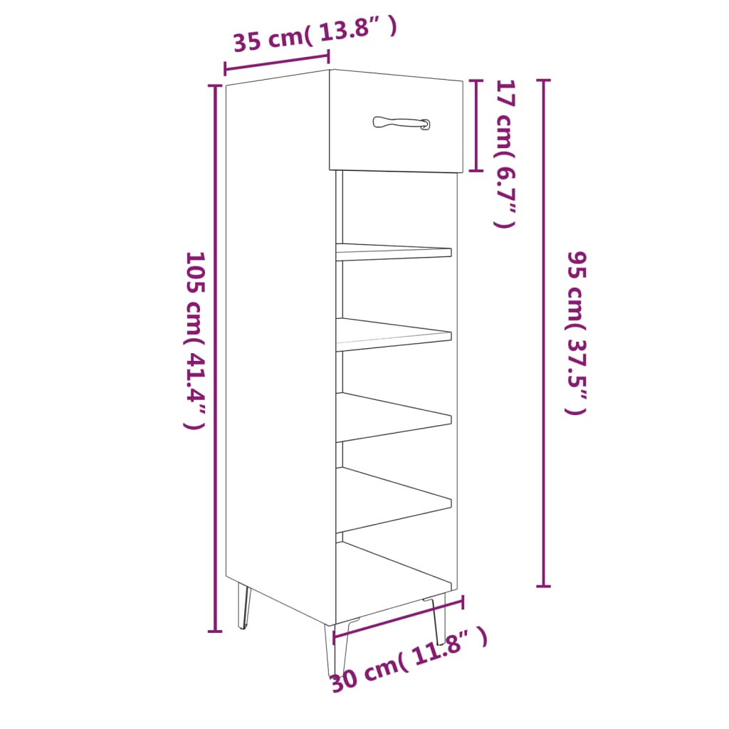 Schuhschrank Weiß 30x35x105 cm Holzwerkstoff