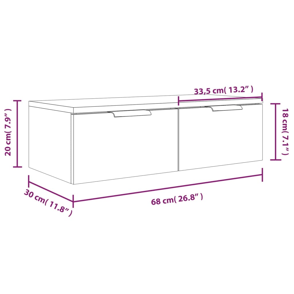 Wandschrank Braun Eichen-Optik 68x30x20 cm Holzwerkstoff