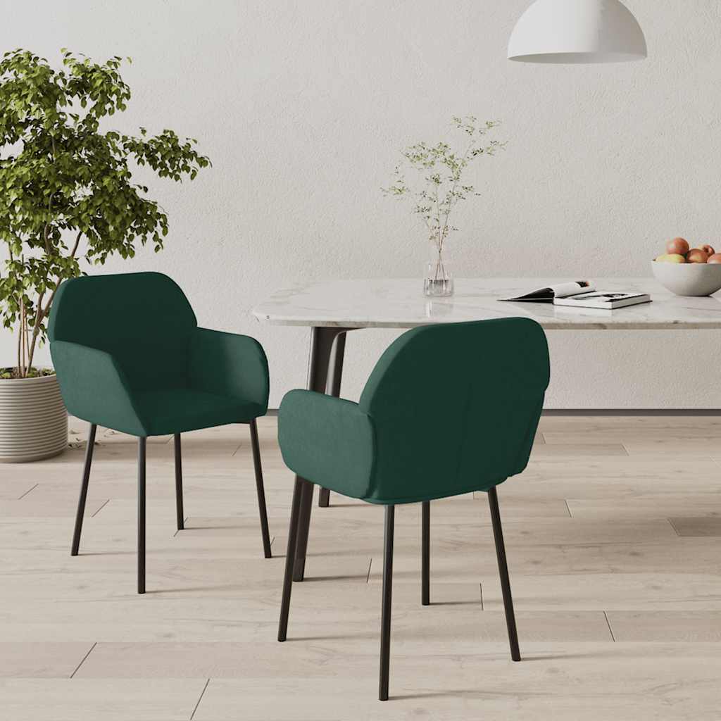 Esszimmerstühle 2 Stk. Dunkelgrün Samt