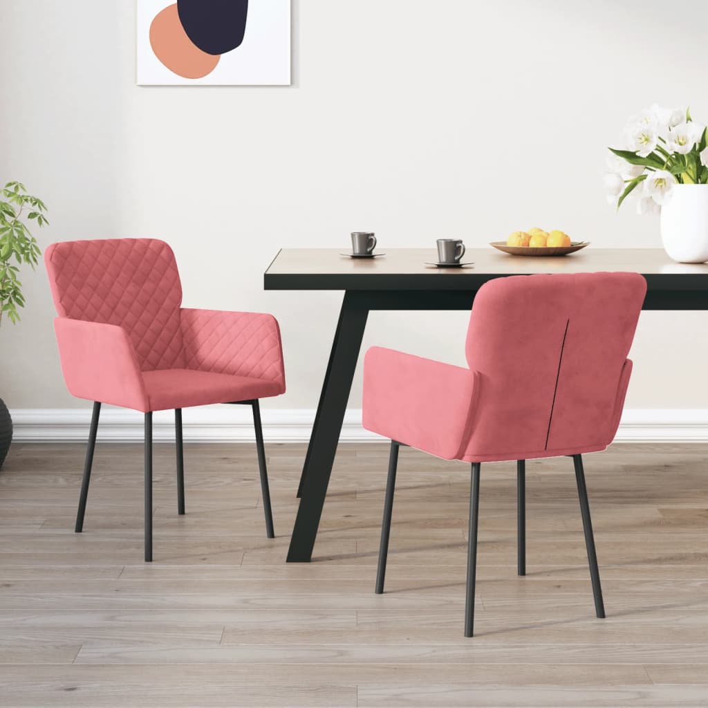 Esszimmerstühle 2 Stk. Rosa Samt