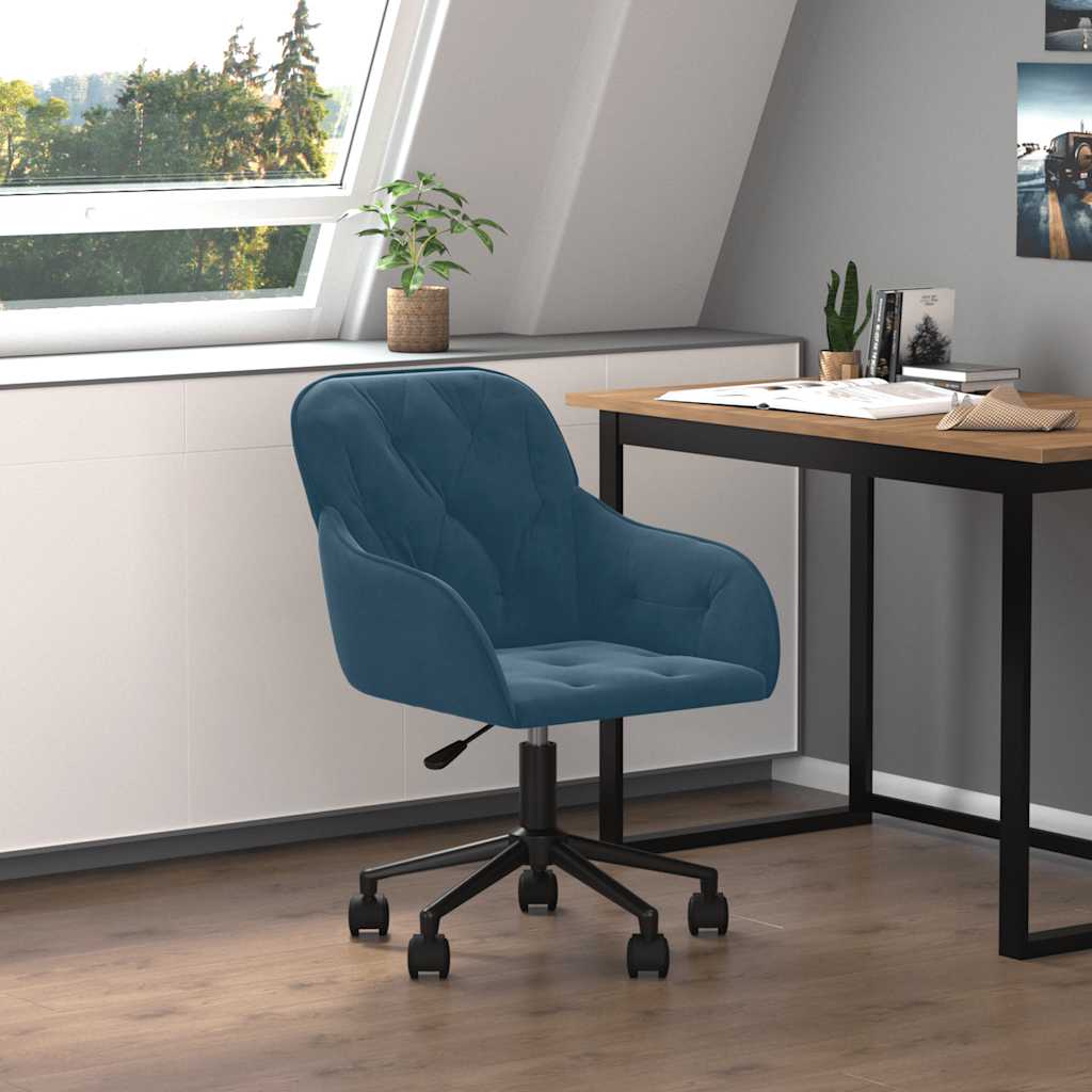 Bürostuhl Drehbar Blau Samt