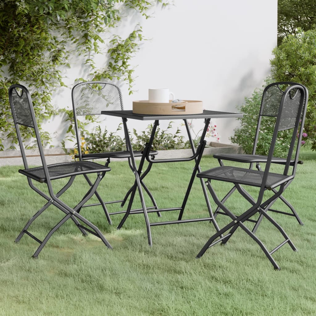 5-tlg. Garten-Essgruppe Streckmetall Anthrazit