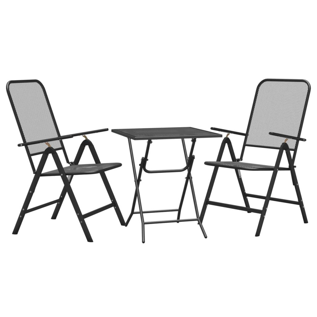 3-tlg. Garten-Essgruppe Streckmetall Anthrazit