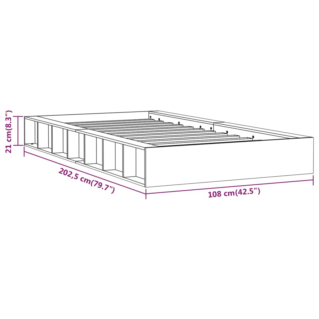 Massivholzbett Schwarz 90x200 cm