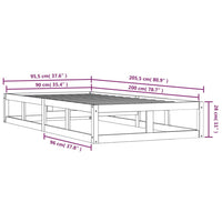 Massivholzbett Schwarz 90x200 cm