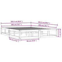 Massivholzbett Schwarz 200x200 cm