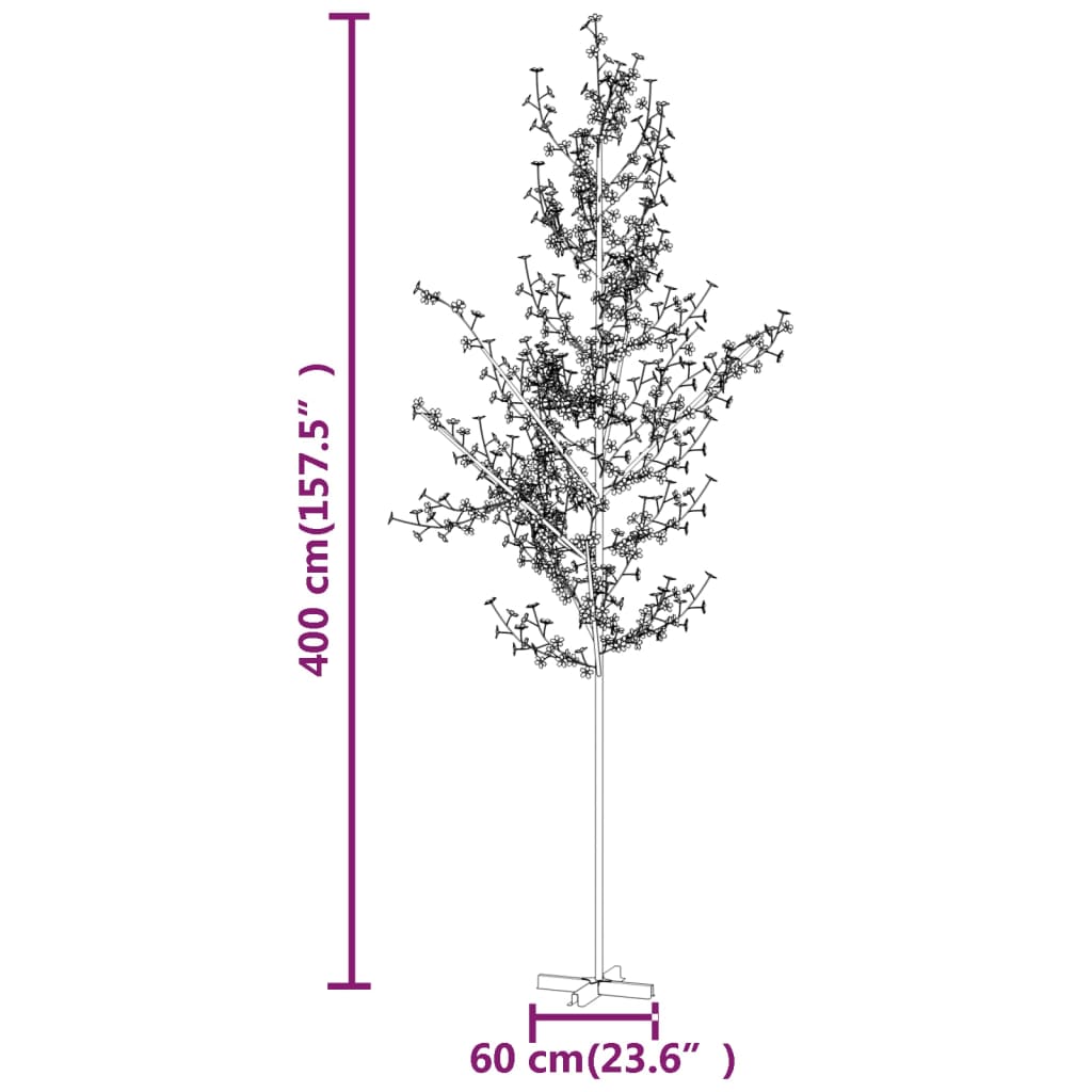 LED-Baum mit Kirschblüten Warmweiß 672 LEDs 400 cm