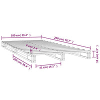 Palettenbett Grau 100x200 cm Massivholz Kiefer