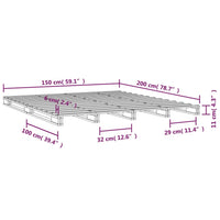 Palettenbett Weiß 150x200 cm Massivholz