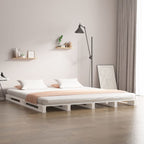 Palettenbett Weiß 120x190 cm Massivholz Kiefer