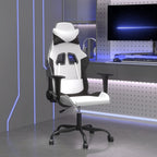 Gaming-Stuhl mit Massagefunktion Weiß und Schwarz Kunstleder