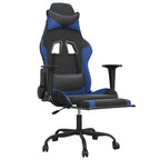 Gaming-Stuhl mit Massage & Fußstütze Schwarz & Blau Kunstleder