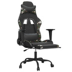 Gamingstuhl mit Massage Fußstütze Schwarz Tarnfarben Kunstleder