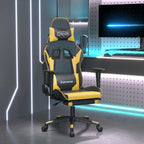 Gaming-Stuhl mit Massage & Fußstütze Schwarz Golden Kunstleder