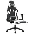 Gaming-Stuhl mit Massage & Fußstütze Schwarz & Weiß Kunstleder