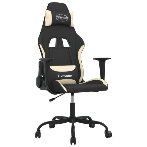 Gaming-Stuhl mit Massagefunktion Schwarz und Creme Stoff