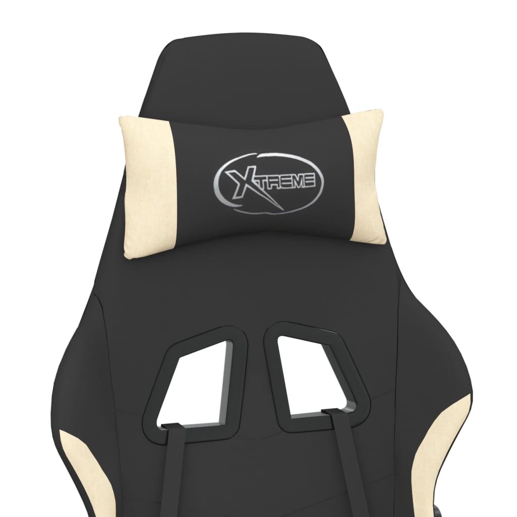 Gaming-Stuhl mit Massagefunktion Schwarz und Creme Stoff