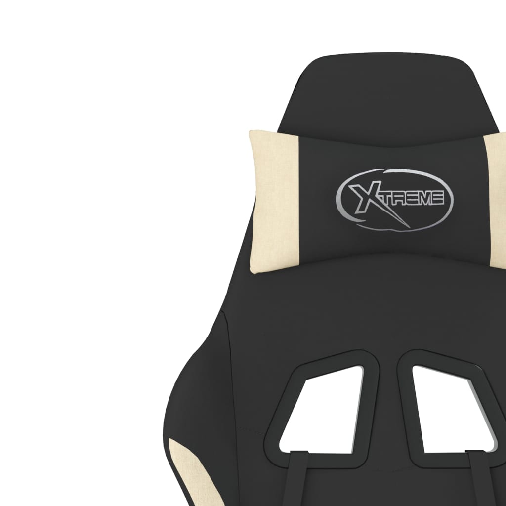 Gaming-Stuhl mit Massagefunktion Schwarz und Creme Stoff