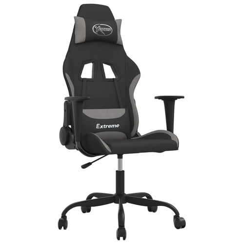 Gaming-Stuhl mit Massagefunktion Schwarz und Hellgrau Stoff