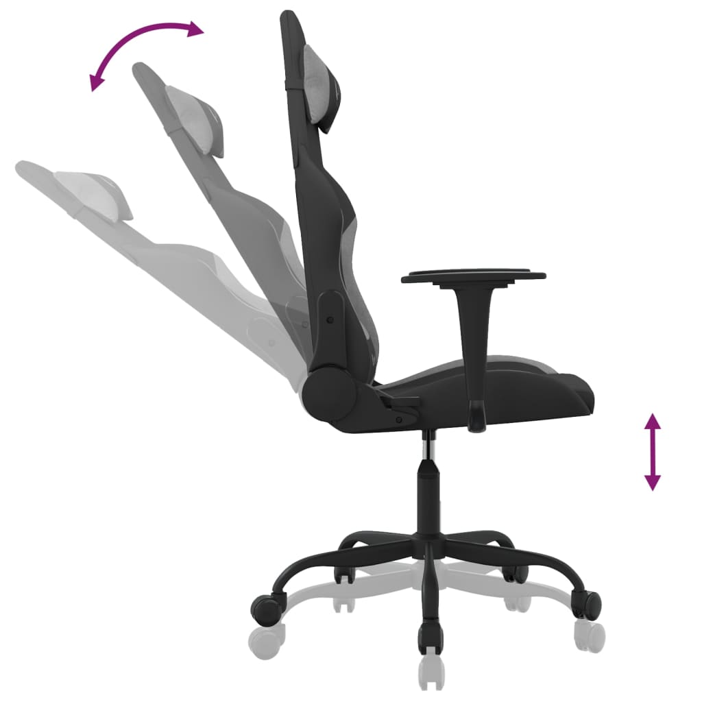 Gaming-Stuhl mit Massagefunktion Schwarz und Hellgrau Stoff