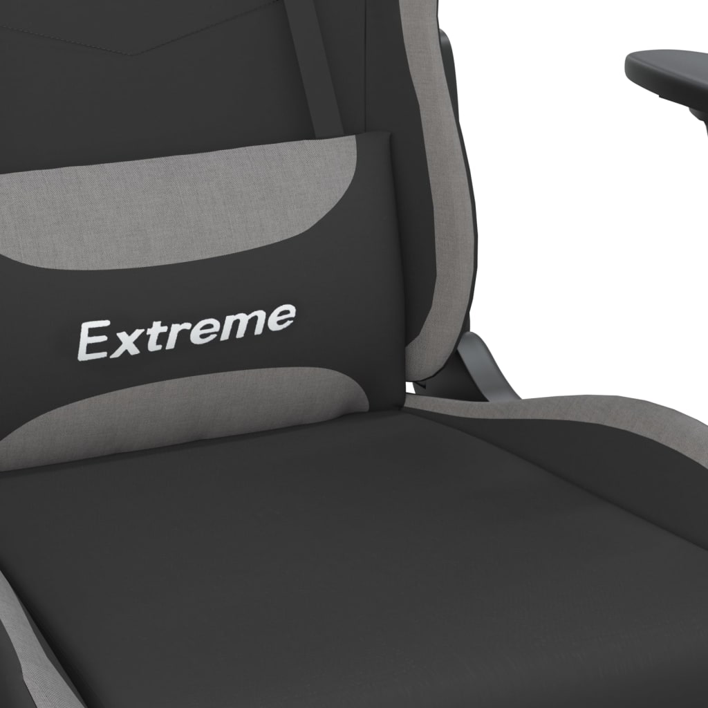 Gaming-Stuhl mit Massagefunktion Schwarz und Hellgrau Stoff
