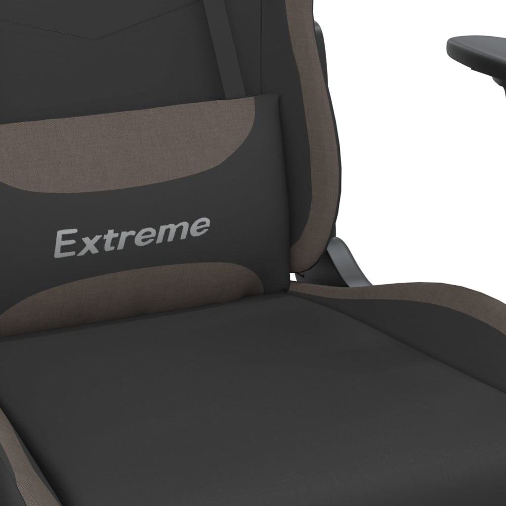 Gaming-Stuhl mit Massagefunktion Schwarz und Taupe Stoff