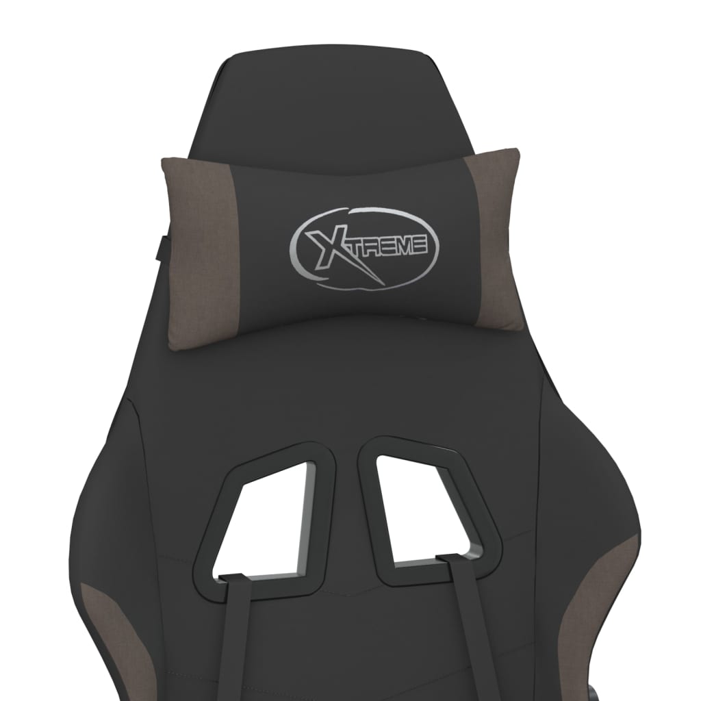 Gaming-Stuhl mit Massagefunktion Schwarz und Taupe Stoff