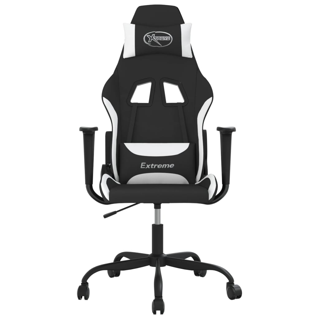 Gaming-Stuhl mit Massagefunktion Schwarz und Weiß Stoff