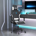 Gaming-Stuhl mit Massagefunktion Schwarz und Weiß Stoff