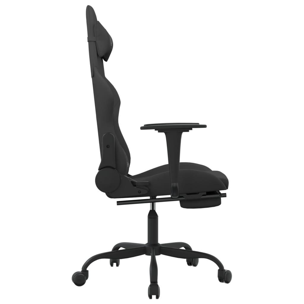 Gaming-Stuhl mit Massage & Fußstütze Schwarz Stoff