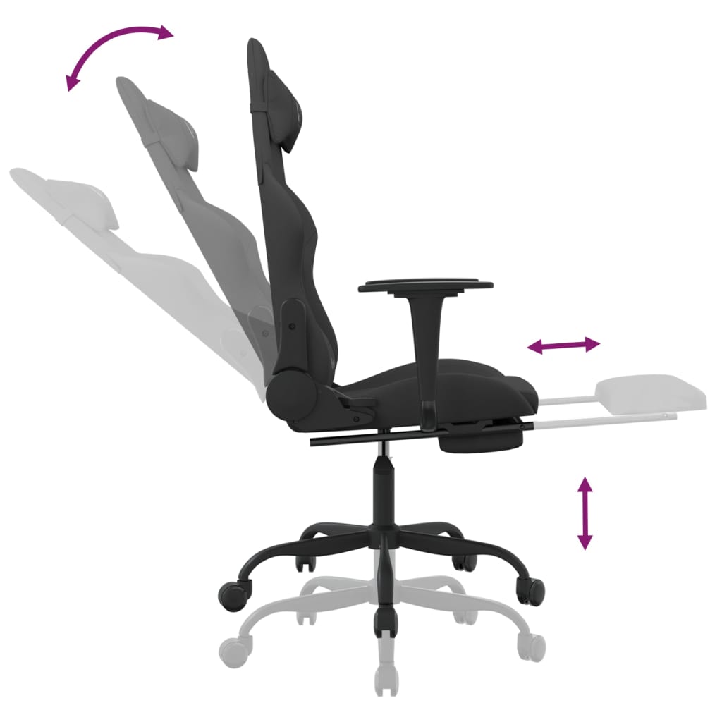 Gaming-Stuhl mit Massage & Fußstütze Schwarz Stoff