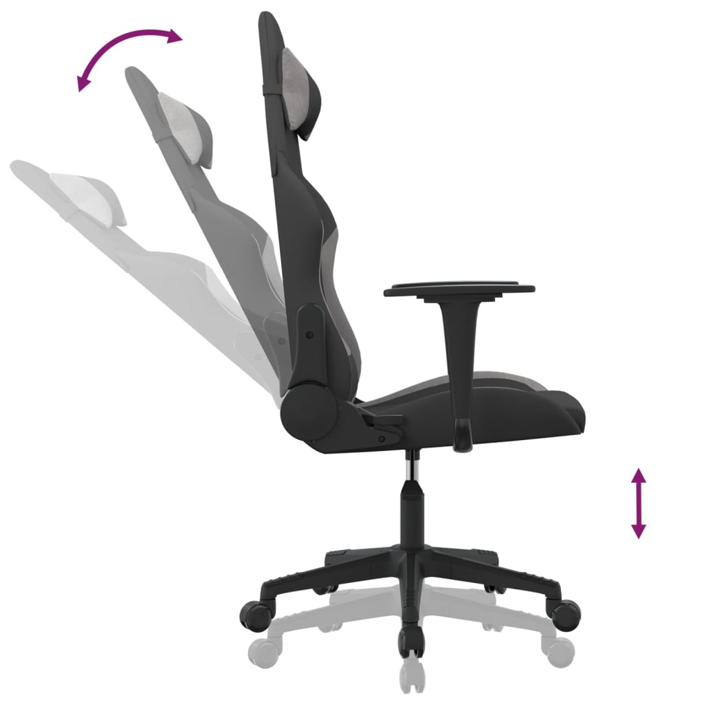 Gaming-Stuhl mit Massagefunktion Schwarz und Hellgrau Stoff