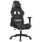 Gaming-Stuhl mit Massage & Fußstütze Schwarz und Taupe Stoff