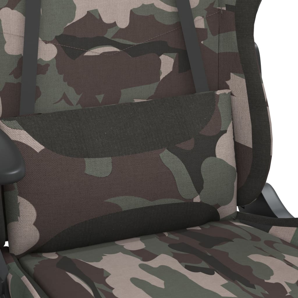 Gaming-Stuhl mit Massage & Fußstütze Schwarz Camouflage Stoff