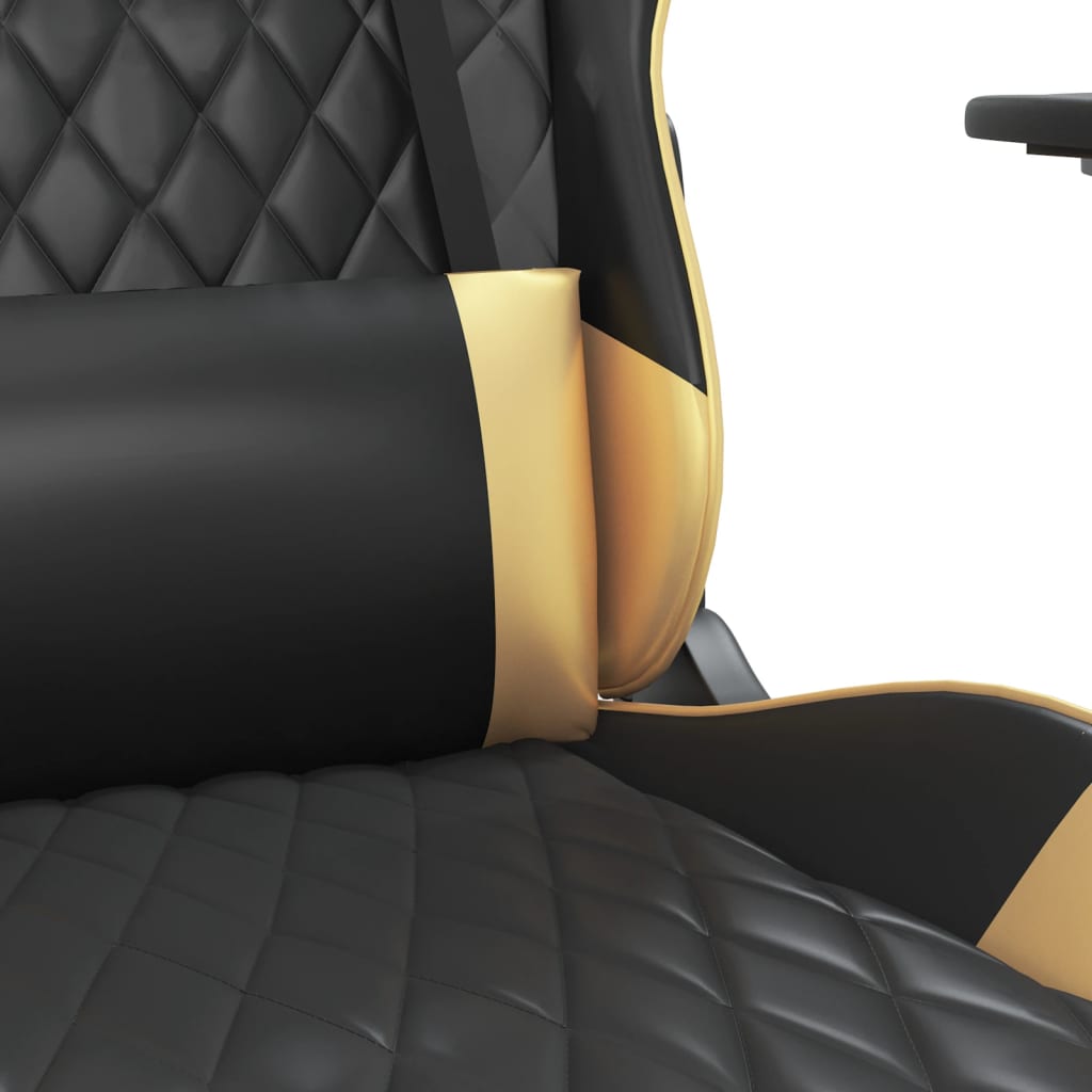 Gaming-Stuhl mit Massagefunktion Schwarz & Golden Kunstleder