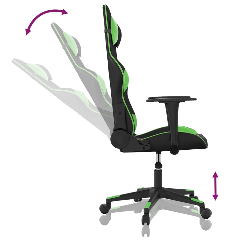 Gaming-Stuhl mit Massagefunktion Schwarz und Grün Kunstleder
