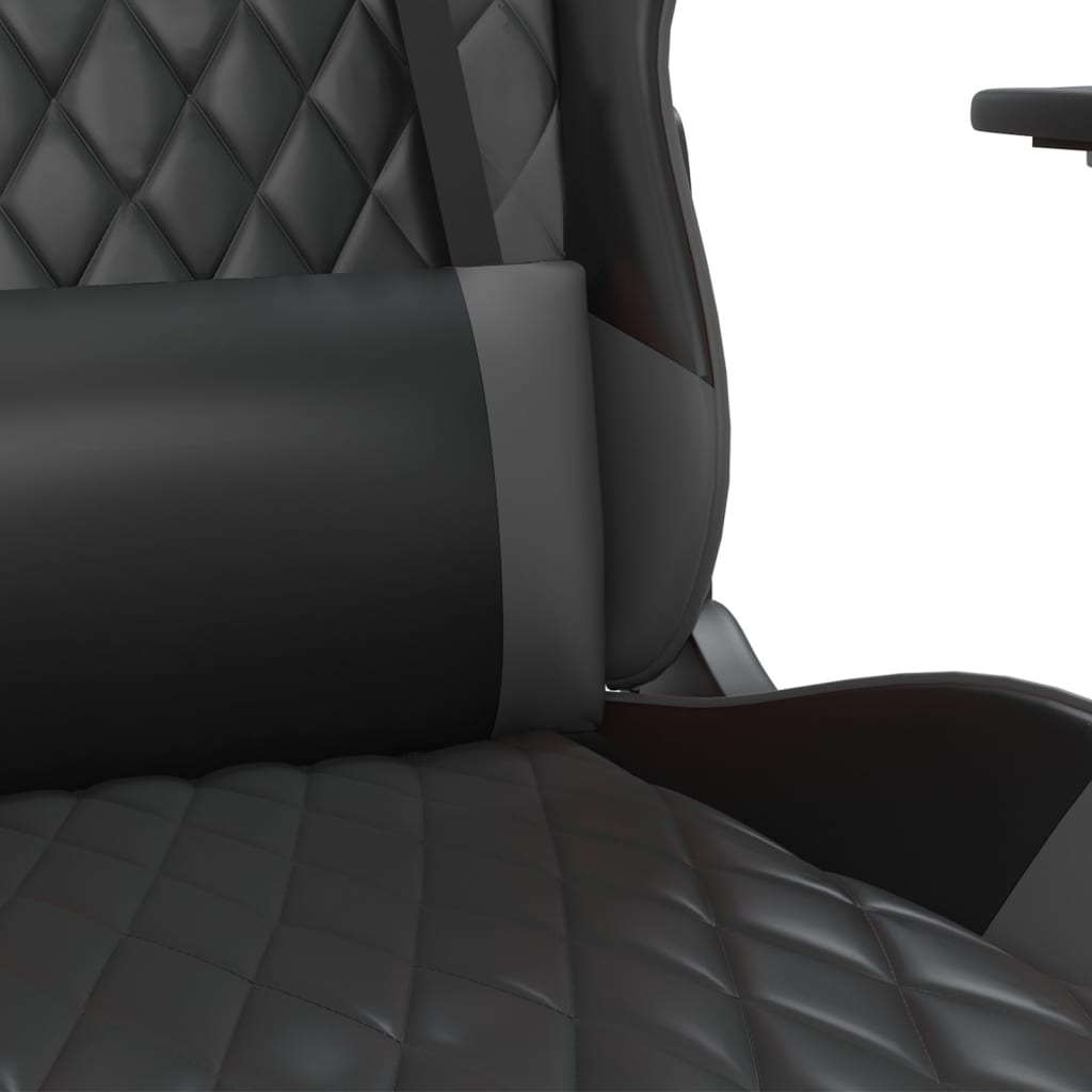 Gaming-Stuhl mit Massagefunktion Schwarz und Grau Kunstleder